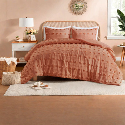 Elegant Rust Bedding Sets, Polyester Comforter With Modern Design