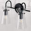 Meuble-lavabo 2 lumières l 14 po x H 11 po en laiton vieilli avec verre demi-craquelé transparent-70886144