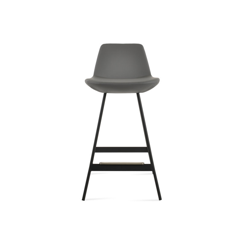 Tabouret Pera Balat, Noir, Similicuir gris en microfibres de polyester et de , Tabouret de bar (siège d'une hauteur de 29 po)