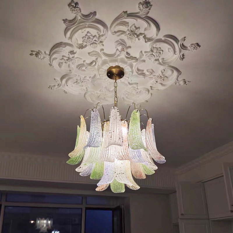 5 Light Dimmable French Style Colorful Glass Crystal Chandelier