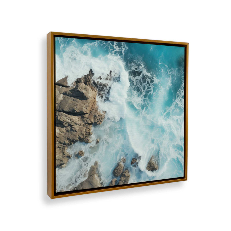 Sapphire Seaside Dance, Cadre flottant or poli, H 14 po x l 14 po x P 1,75 po