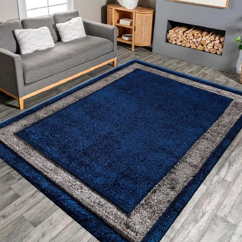 Geometric Indoor / Outdoor Area Rug, Blue, Rectangle 200 x 290 cm