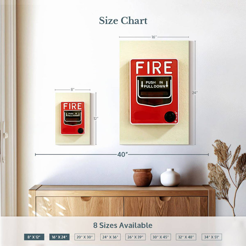 Alcaraz Fire Alarm, 12" H x 8" W