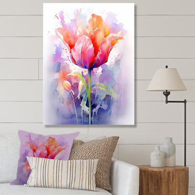 Tulipe rose sur fond grunge mauve - tulipes