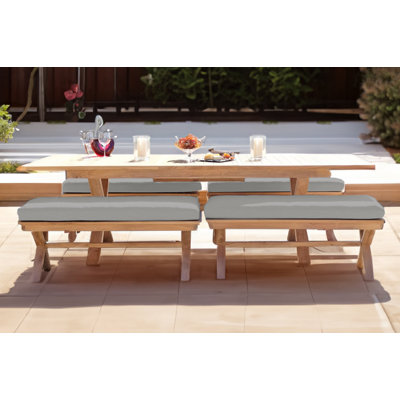 Buroker 8 - Person Teak Patio Dining Set with Extendable Rectangular Table , Sunbrella® Cushions Included