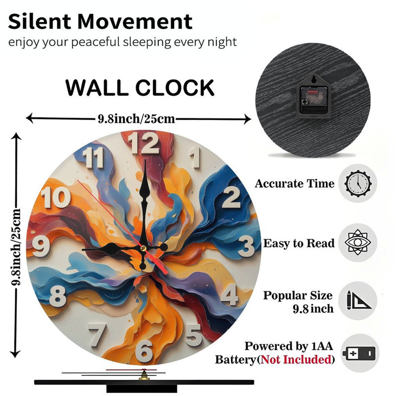 Colorful Abstract Wall Clock Art Decoration Home