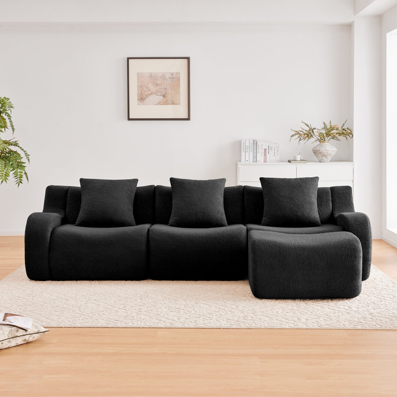 Boneless Sofa, 35.4" H x 115.3" W x 65.7" D, 3, Black