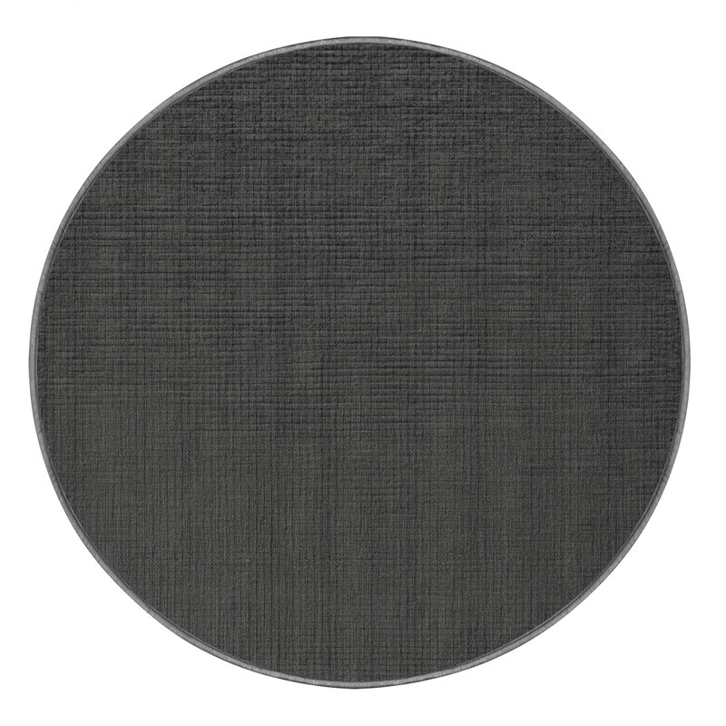Machine Washable Solid Gray Area Rug, Round 4'