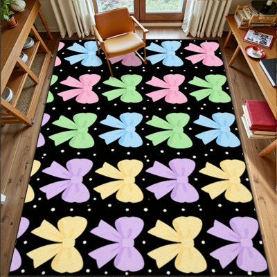 Tapis lavable 180 x 270 cm, motif écolière et club de lecture, à poils courts, avec envers antidérapant en TPE, doux et confortable pour l'intérieur (salon, chambre, salle à manger, bureau).