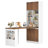 74.8"H Bookcase and Desk Combination with Mobile Desk, Flexible Pairing Options, White & Wood Finish 