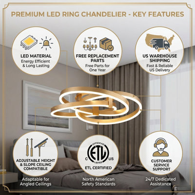 Alliber 1-Light Modern Square/Rectangle LED Chandelier with Aluminum Frame