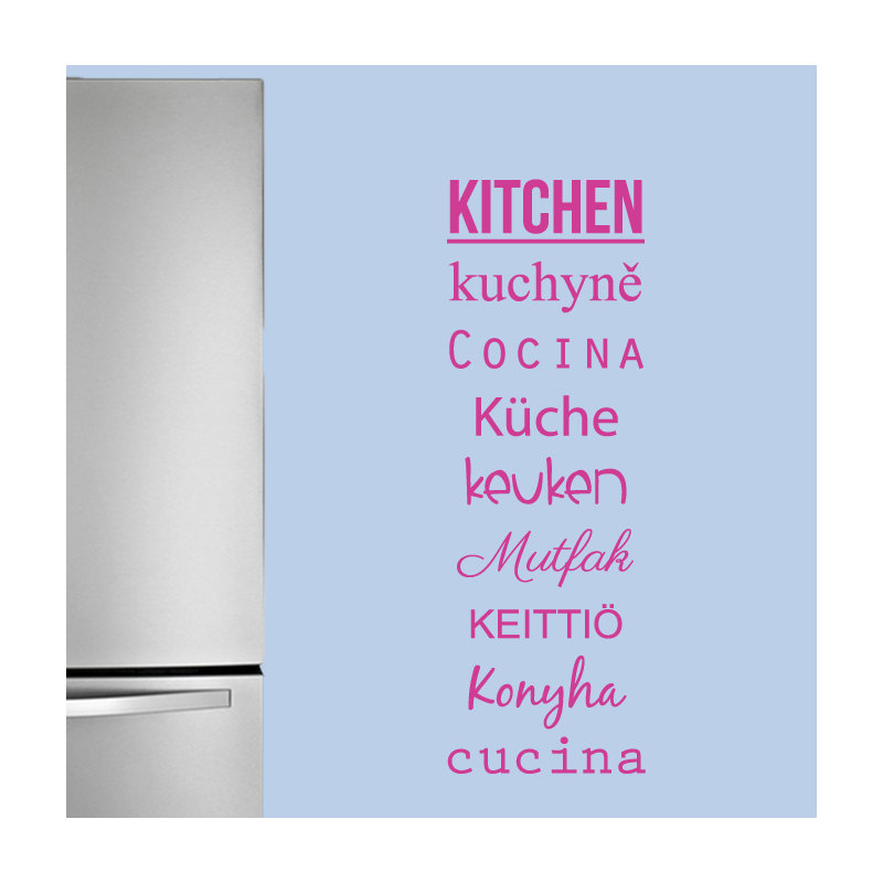 Décalcomanie murale mots pour la cuisine, Rose vif