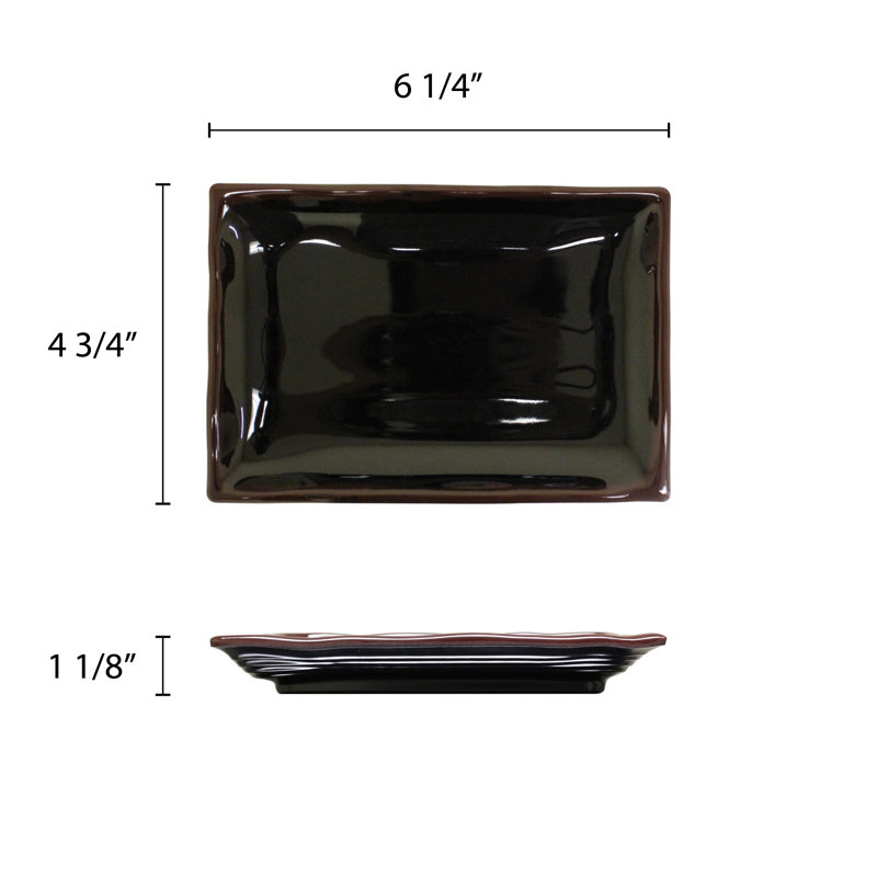 Plateau rectangulaire en mélamine tenmoku, H 1,14 po x l 6,25 po x P 4,75 po