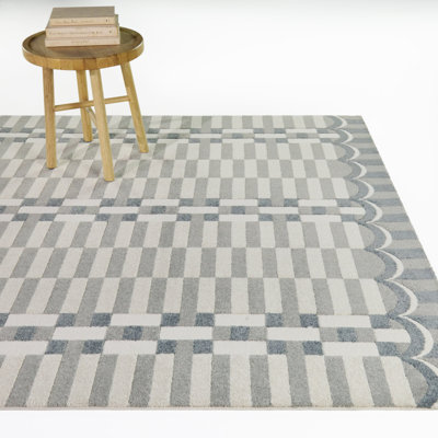 Tapis Rinehart bleu géométrique bohème