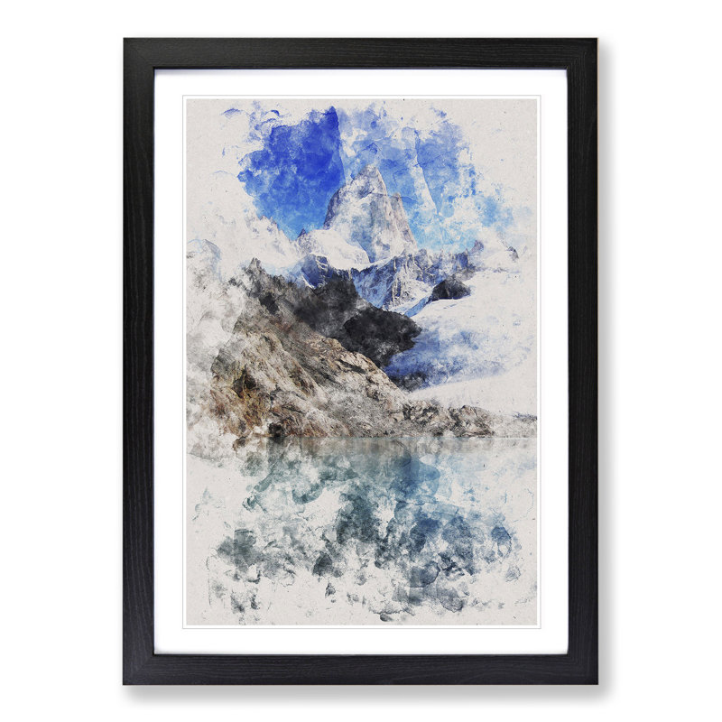 Glacier in Argentina - Picture Frame Painting, 48cm H x 36cm W x 2cm D, Black Framed