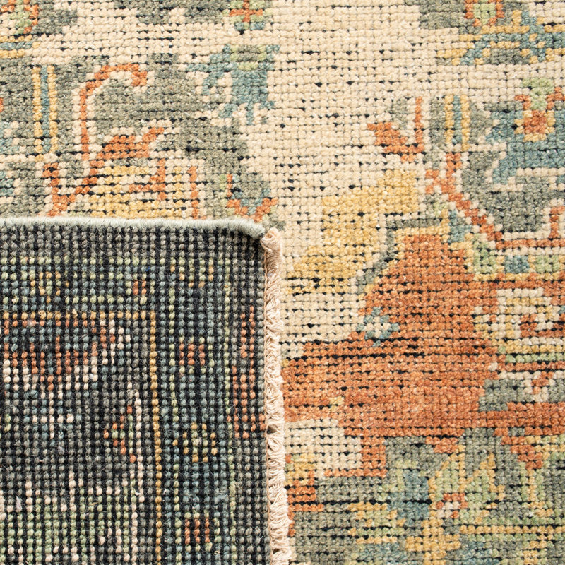 Tapis taupe en laine noué à la main Kline, Rectangle 9 pi x 12 pi