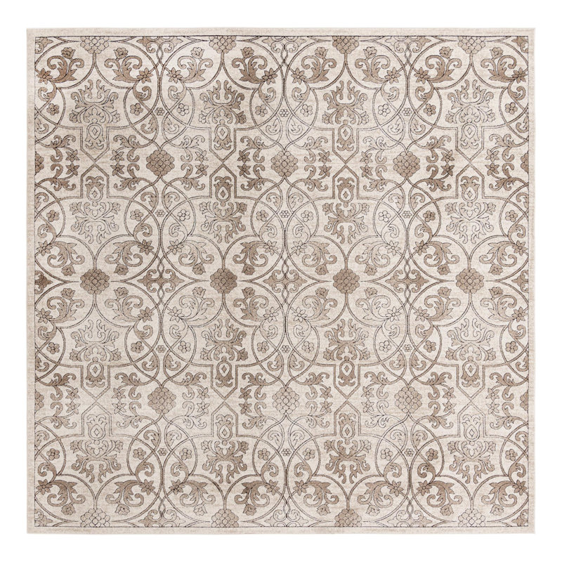 Tapis oriental beige foncé Derby, Carré 10 pi 8 po