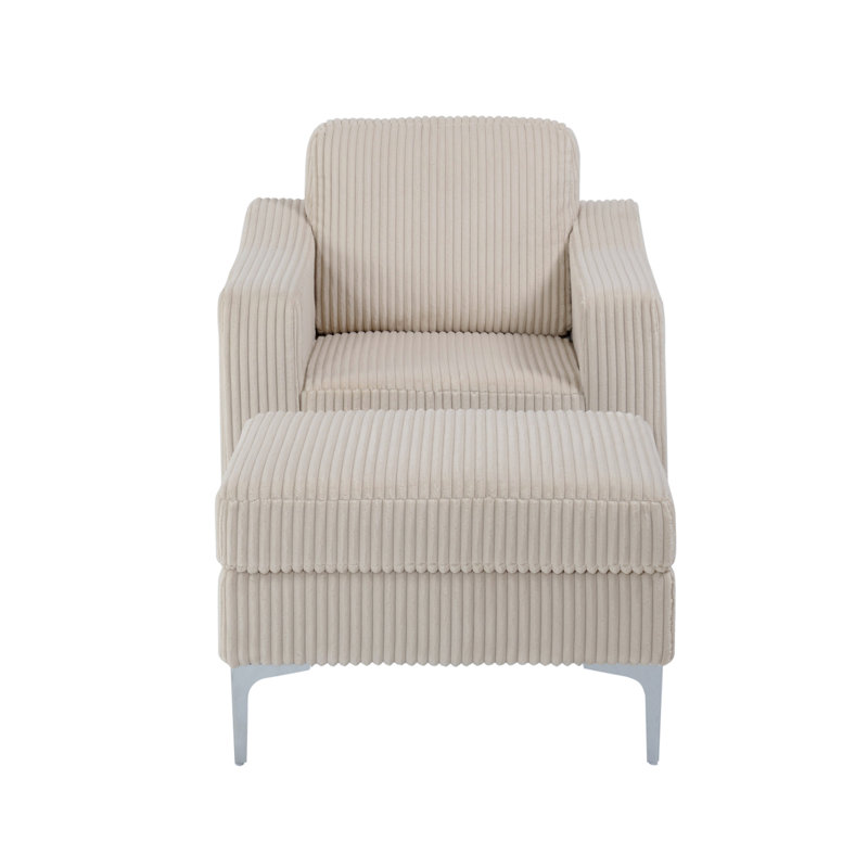 Convertible Sectional Corduroy Sofa With Storage Ottoman,Modular Sectional Sofa,Beige, Beige