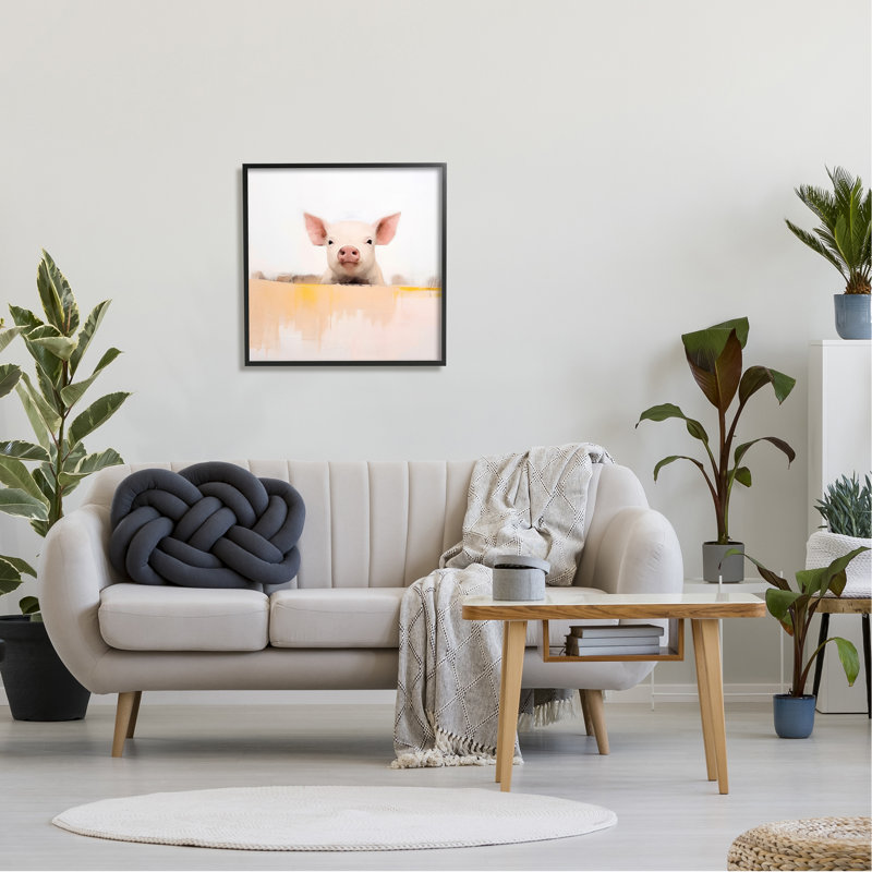Cochon moderne Az-100, Giclée encadrée noir minuit, H 24 po x l 24 po x P 1,5 po