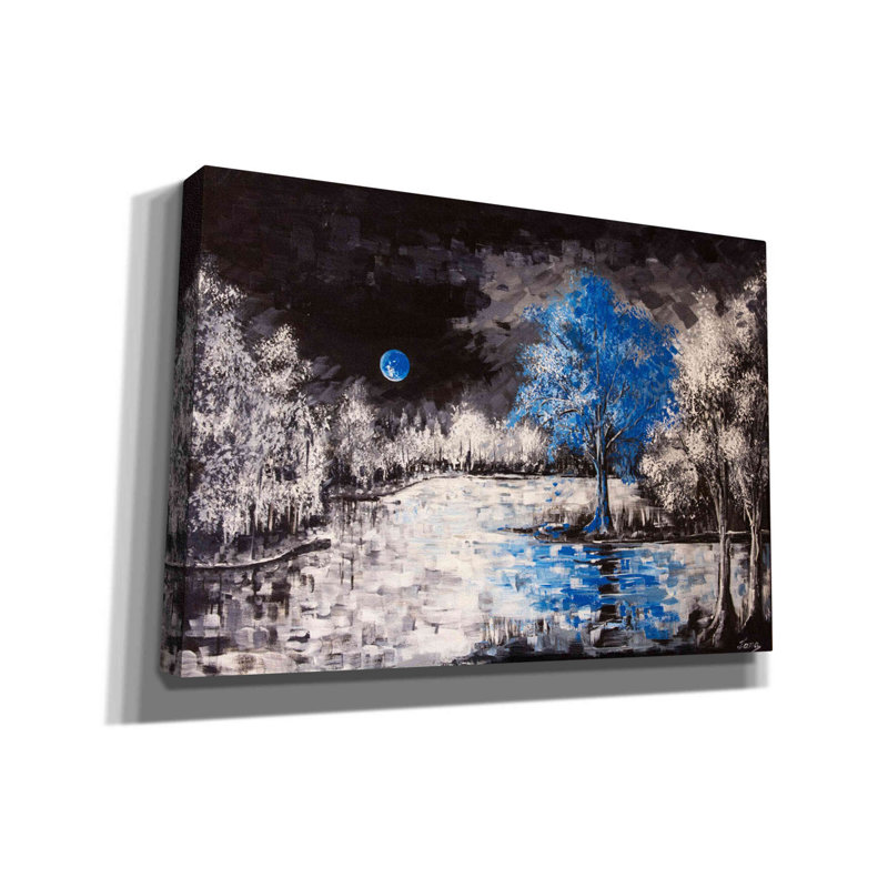 «Blue Moon», art mural sur toile, H 18 po x l 26 po x P 0,75 po