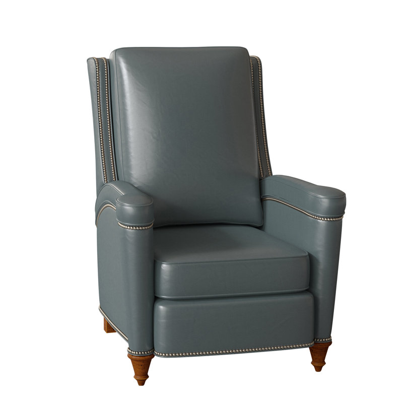 Mayes Recliner, Corinthian Cherry Genuine Leather, Gunmetal, New Classiques