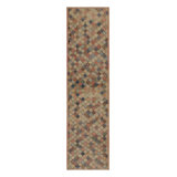 Vintage Distressed Runner Rug, Polychromatic Geometric Design - Rug & Kilim