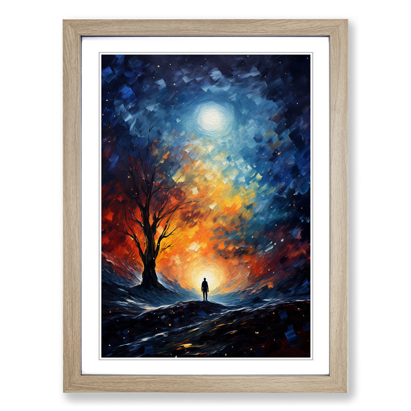 Single Picture Frame Print on Wood, 46cm H x 34cm W, Oak Framed