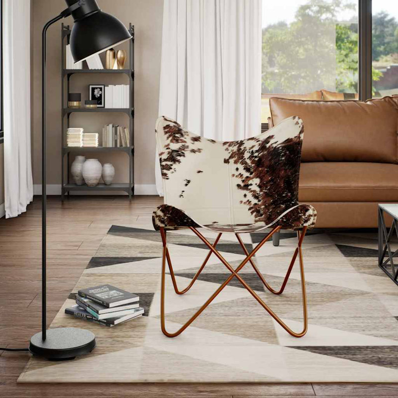 Fauteuil papillon moderne brun et blanc