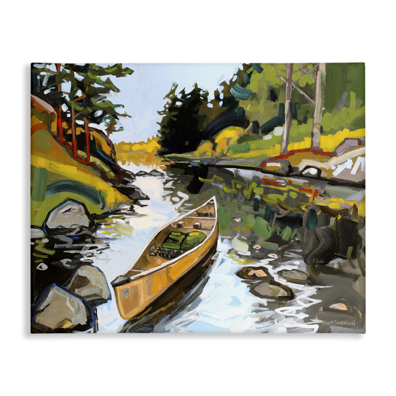 Canoé à travers la rivière, art mural par Adam Swanson bp-759_CN, H 16 po x l 20 po
