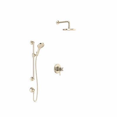 Palladian 0.5" Thermostatic and Pressure Balance 3 Function System with Integrated Volume Control Featuring Rain Shower Head and Multi-Function Handshower