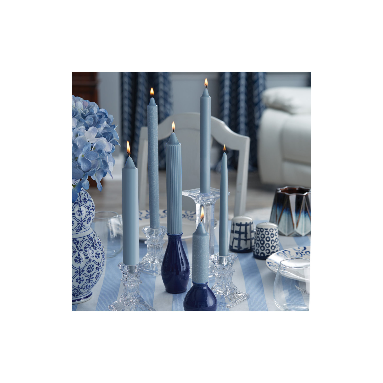 Unscented Taper Candle, Blue
