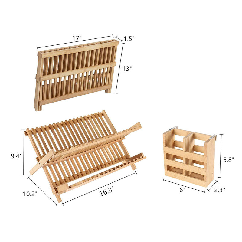 Adjustable Bamboo Two Tier Dish Rack
