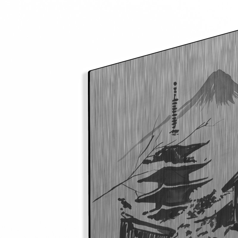 «Fuji San And Temple» par Pechane, H 24 po x l 16 po