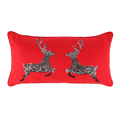 Silent Night Reindeer Pillow