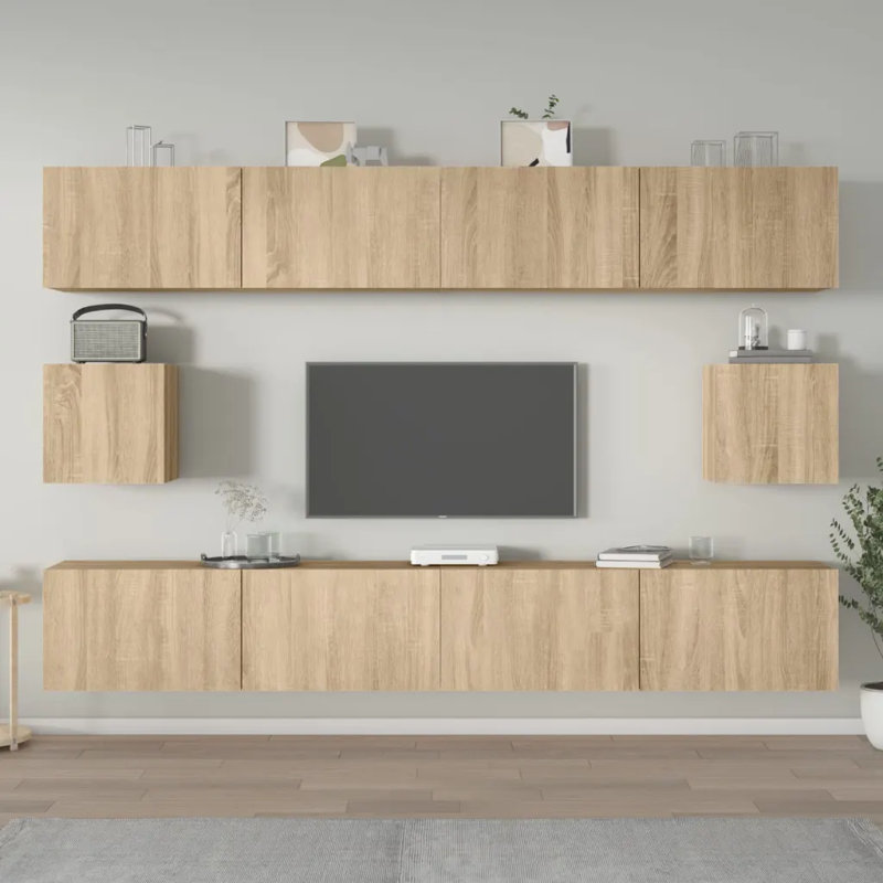 Meuble télé vidaXL, Chêne sonoma, H 12 po x L 63 po x l 11,8 po