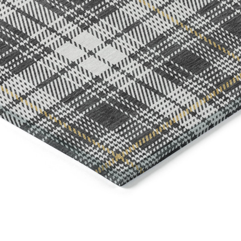 Tapis d'intérieur lavable à carreaux gris anthracite 3 pi x 5 pi