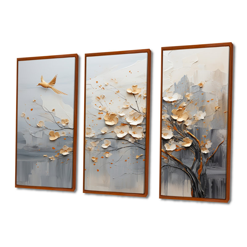 Ensemble de décorations murales formes abstraites japonaises au Japon et beige, H 28 po x l 36 po x P 1 po