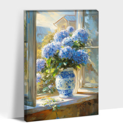  Floral Canvas Wall Art - Blue Wildflower Pictures Wall Decor Framed Artwork for Home, Nature Painting Flower Art Wall Prints for Living Room and Bedroom Aesthetic, 12×16 inches
