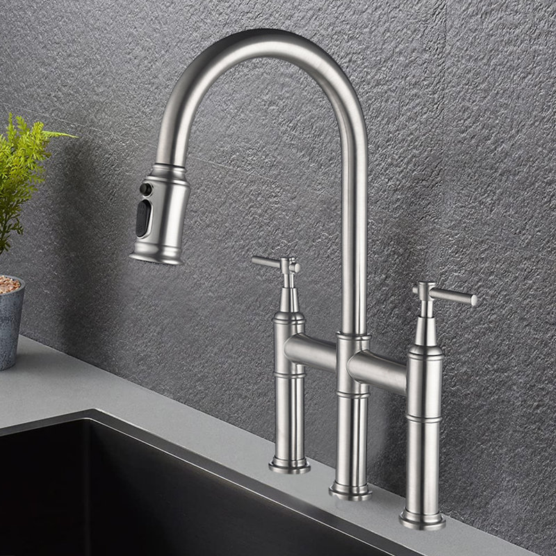 Robinet pont rétractable avec accessoires Werfy, Nickel brossé