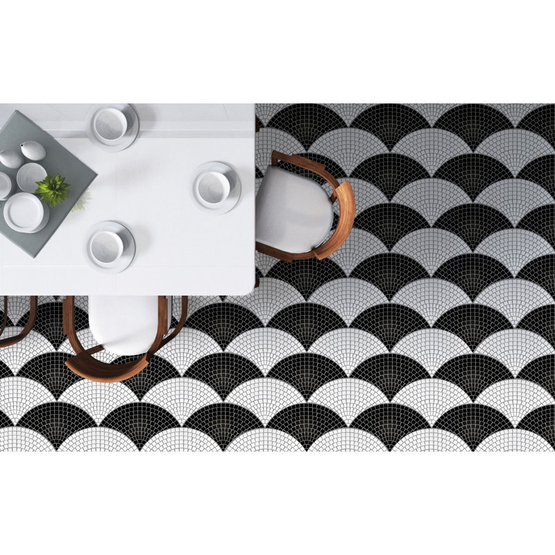Shape 20" x 20" Ceramic Grid Mosaic Tile, Jet Black