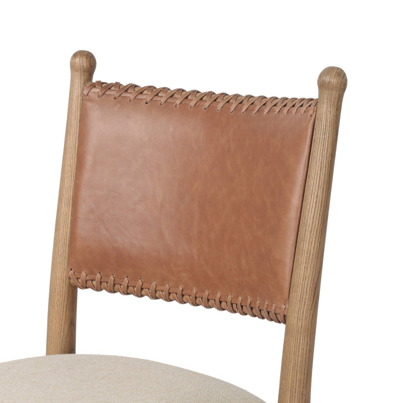 Bella Leather Upholstered Dining Chair, Beige
