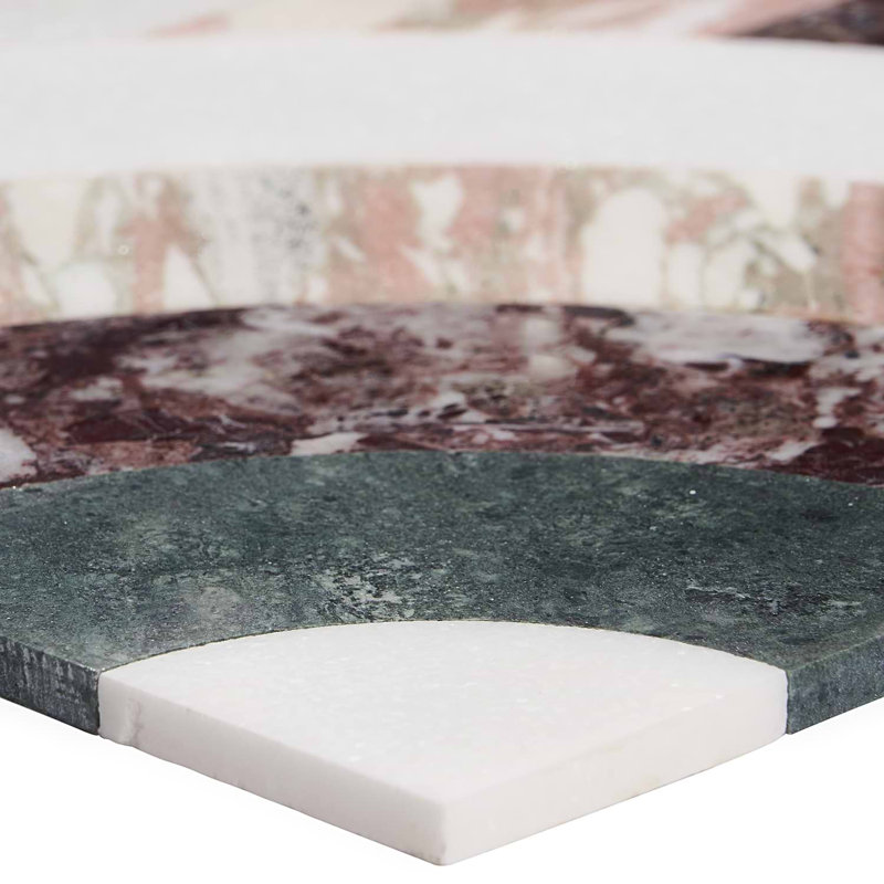 Arc 12X12 Polished Marble Mosaic, Vertical Passion