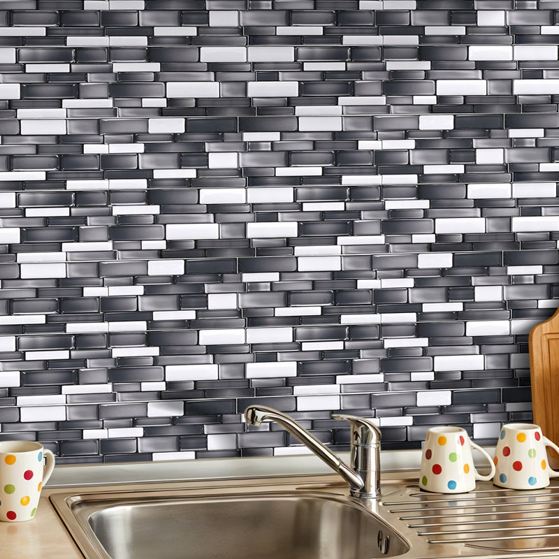 20Pcs Self-Adhesive Wall Tile Stickers, White/Grey/Black