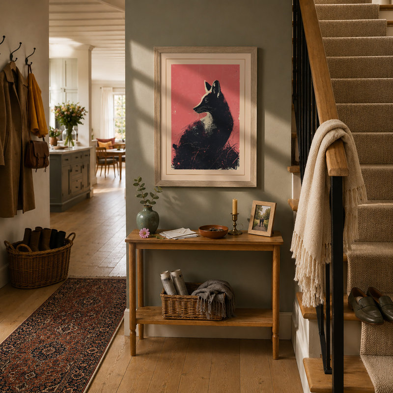 Watchful Fox Boho - Framed Print, A1 - 84.1 x 59.4 cm, Oak