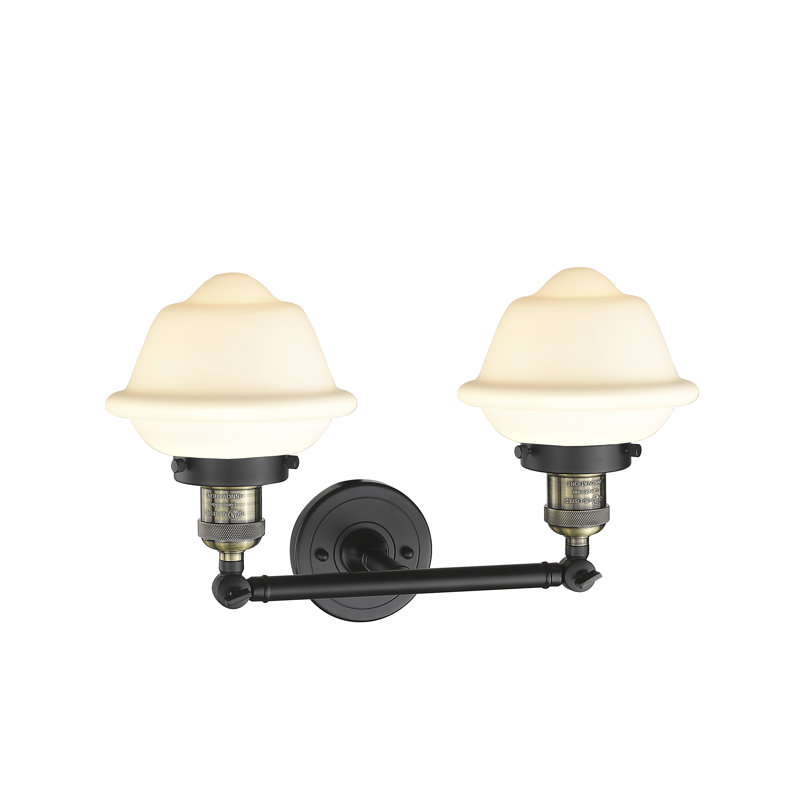Gebhart 2 - Light Dimmable Vanity Light, Matte White Cased, 6 Watt Vinage LED Bulb, Black Antique Brass