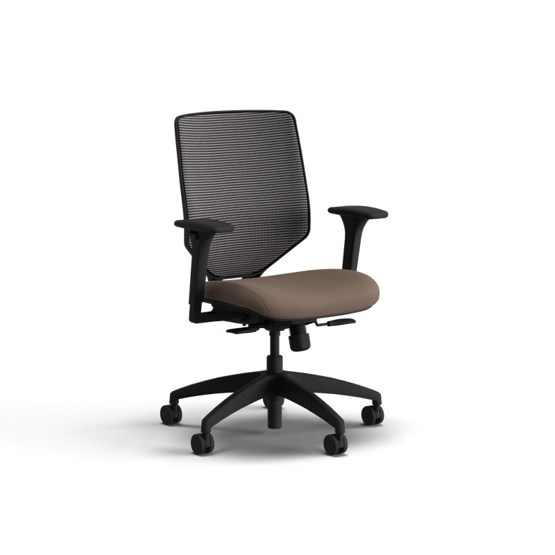 Chaise de bureau ergonomique en maille Hon Solve, structure noire, écorce, Noir, Écorce