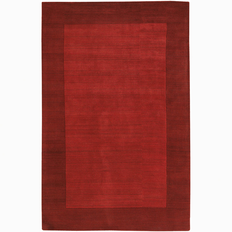 Tapis rouge foncé en laine touffeté à la main Worcester, Rectangle 5 pi x 7 pi
