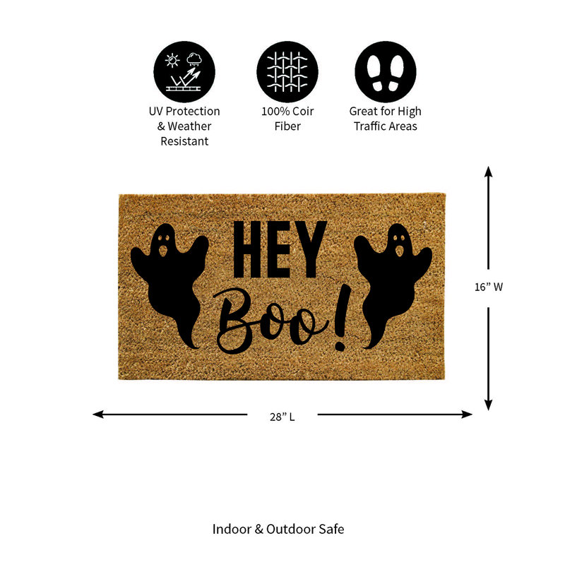 Nap Halloween "Hey Boo" 28 in. x 16 in. Non-Slip Indoor/Outdoor Doormat