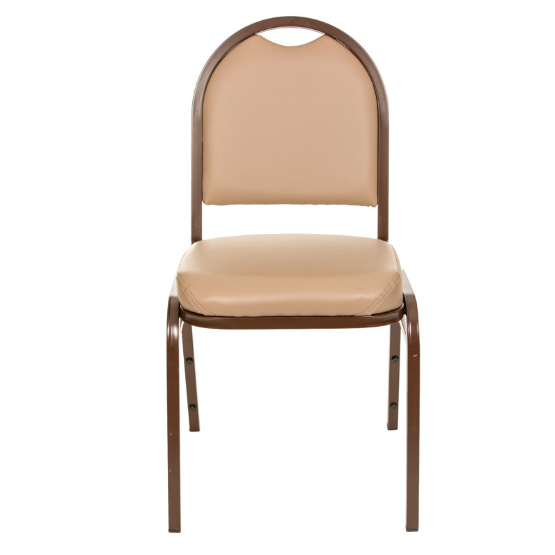 Celia Vinyl Stack Chair (2 Pack), Brown, French Beige