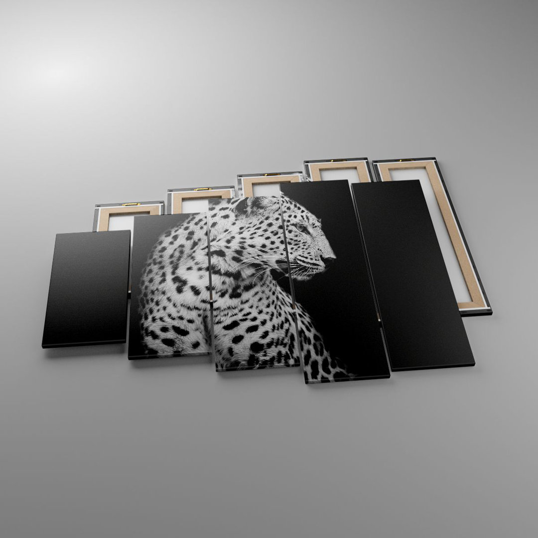 5-tlg. Leinwandbilder-Set Leopard Panther Cat